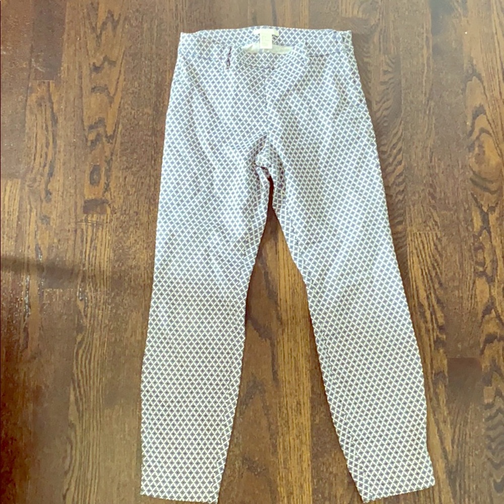 Navy/White Print Pants
